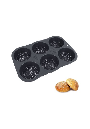 Kangvka 6 Lü Silikon Hamburger Ekmek Kalıbı - Yüksek Isı Dayanıklı, Kolay Çıkarım, Yemekhane Fırın Aracı Diğer