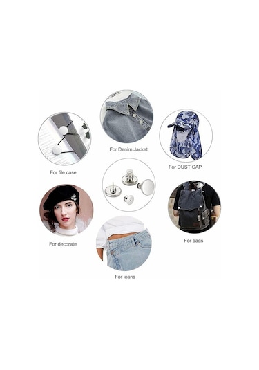 5 Adet Çıtçıt Metal Düğmeler Kot Bel Düğmeleri Mükemmel Uyum Ayarlamak Kendinden Serbest Tırnak Büküm Hiçbir Dikiş Dikiş Düğmeleri Toptan 5 Pcs Silver