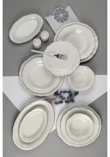 Porser Platin Yaldız Fulya Yemek Takımı 12 Kişilik 53 Parça Fly53ykprs1083 Çok Renkli