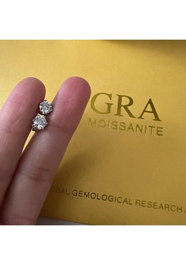 Mavi Bagueringen Gerçek 0.5-1 Karat D Renk Mozanit Saplama Küpe Kadınlar Için En Kaliteli 925 Ayar Gümüş Köpüklü Düğün Takı