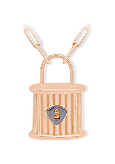 14 Ayar Rose Altın Kilit Figürlü Kolye