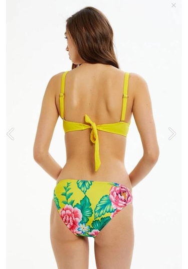Argento Sarı Çiçek Desenli Kaplı Bikini Takımı 7178 Sarı