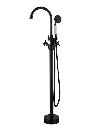 İsaoğlu Yapı Küvet Bataryası Siyah Jakuzi Musluğu Vintage Tasarım Pirinç Malzeme Küvet Bataryası Siyah