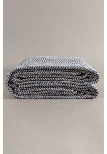 Twin Battaniye Soft Pamuklu Çift Kişilik Battaniye Kahve Mavi 200 Kahve Mavi