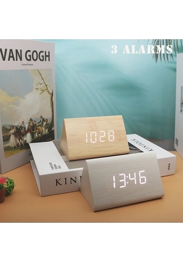 Trendooze Tarih Sıcaklık Saat Saat Masa Göstergesi Fx Dijital Alarmlı Ahşap Jy