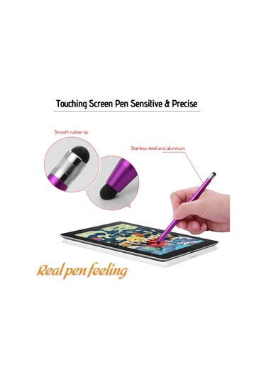 Singree 2si 1 Arada Evrensel Dokunmatik Kalem Tüm Tablet Telefonlar İçin 8 Yedek Yumuşak Uç 4ad 2kırmızı 2mor