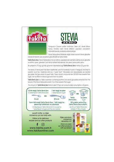 Takita Stevia Zero Toz Tatlandırıcı 250 G