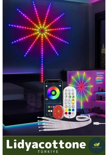 Led Duvar Lambası Telefon Uygulama Kumanda Akıllı Aydınlatma Salon Ev Yatak Odası Gamer Rgb Firework Diğer