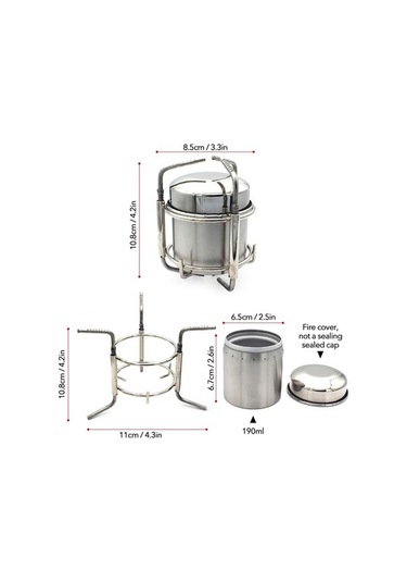 Ganzhoushop Yakıt Taşınabilir Soba Katlanır Katı Kamp Alkol Alkol Kb Gümüş