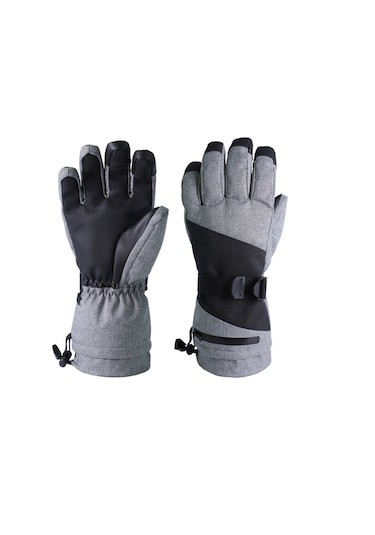 Moveevo Kışlık Beş Parmak Kayak Eldiveni - Su Geçirmez, Dokunmatik Ekran Uyumlu, Sıcak Tutan, Gri Renk Gri