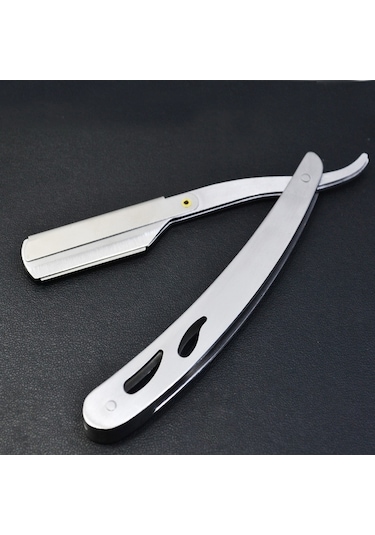 Sones Kuaför Vintage Jilet Paslanmaz Çelik Çift Taraflı Bıçak Tutucu Saç Kesimi Tıraşlı Kaş Bıçak Tutucu Gümüş