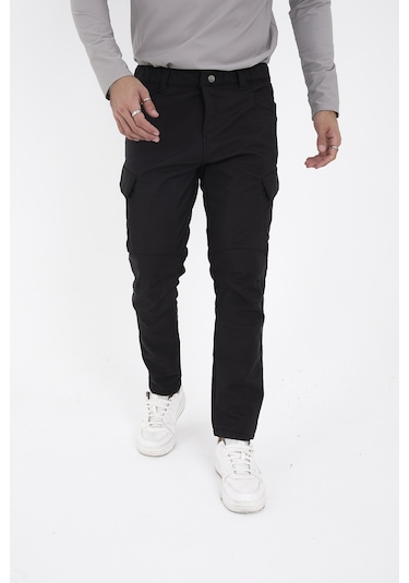 Camp Scoutland Camp593 Outdoor Softshell Su Ve Rüzgara Dayanıklı içi Polarlı Kışlık Erkek Siyah Taktik Pantolon Siyah