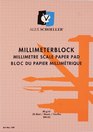 Alex Schoeller Milimetrik Defter Blok A3 20 Sayfa Kırmızı