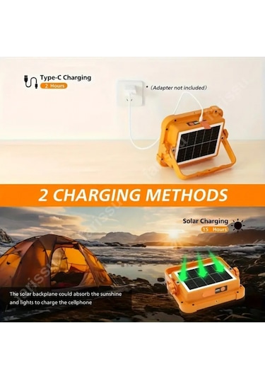 4'lü Set Solar Kamp Projektörü - 12000 Mah Powerbank Özellikli, Çakar Modlu Sarı