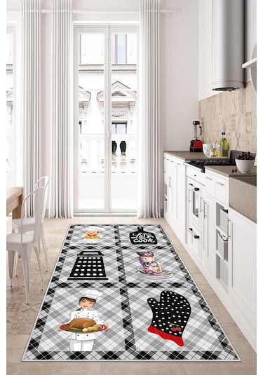 West Home Dijital Baskılı Yıkanabilir Kaymaz Taban Mutfak Halısı Wh 343 Multy