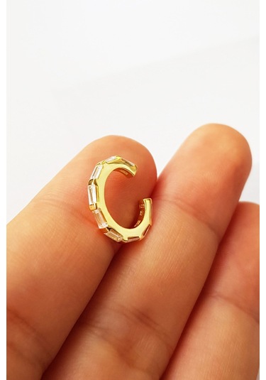 MorMajor Silver Ithal Baget Taşlı Gümüş Kıkırdak-5332