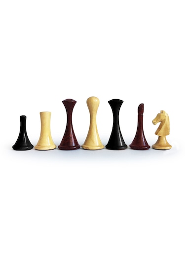 El Yapımı Şimşir Ahşap Soyut Modern Satranç Taşları 77mm