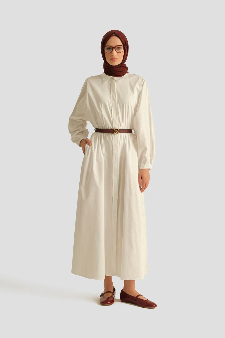 Armine Gömlek Elbise 25yd9025-1 Beyaz Beyaz