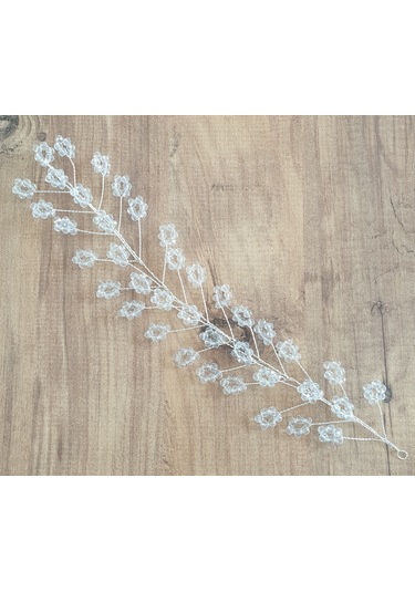 Beyaz Renk Kristal Boncuklu Gelin Tacı (549163988)