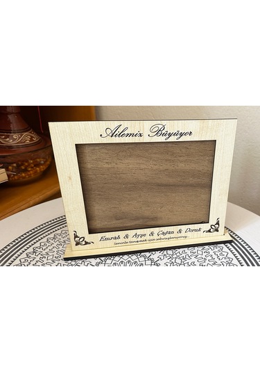 10x15, 13x18, 15x21 Ebatında Kişiye Özel Kişiselleştirilebilir Üzerinde İsim Yazılı Ahşap Fotoğraf Çerçevesi - Yatay