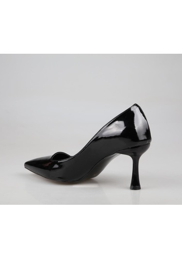 Feles 129-1295 Siyah Rugan Kadın Topuklu Ayakkabı Siyah Rugan