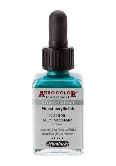Schmincke Aero Color Akrilik Mürekkep 28Ml 905 Aero Metallic Gree