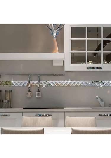 Oymalı Desen Pleksi Ayna 20x5cm 12 Adet - Silver Diğer