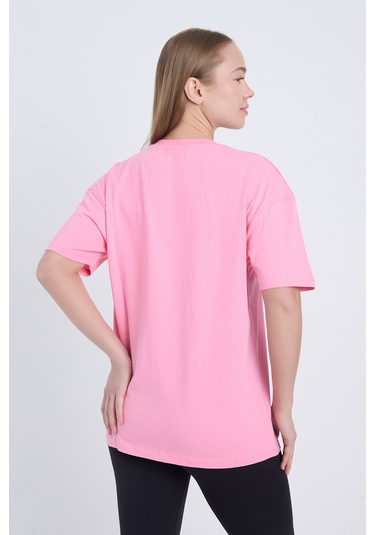Velvoria Oversize Kadın Here For You Baskılı Pembe Renk T-shirt