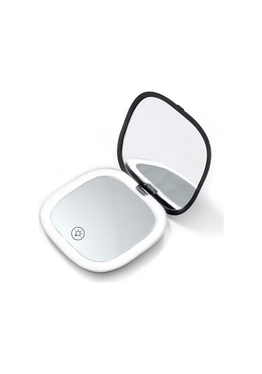 3x Büyütme Özellikli Kompakt Ayna, Taşınabilir Cep Aynası, Çift Taraflı Led Işıklı Makyaj Aynası, Usb-c Şarj Edilebilir Seyahat Aynası Siyah Diğer