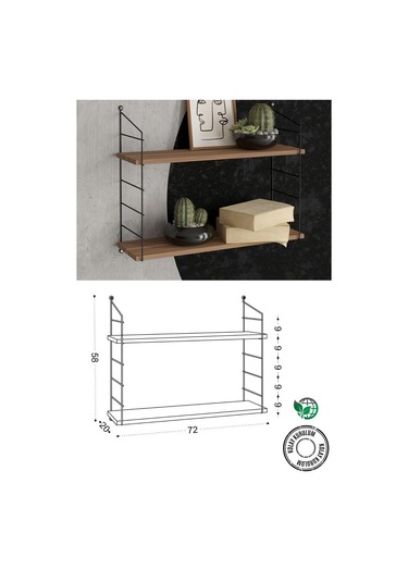 Decormet Armoni Raf Seti 2 Raflı 200 720 Ceviz Çok Renkli