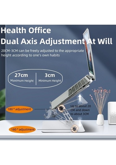 Ebitda Kaliteli Alüminyum Masaüstü Dizüstü Bilgisayar Braketi - Katlanabilir, 17,3 İnç, Gri