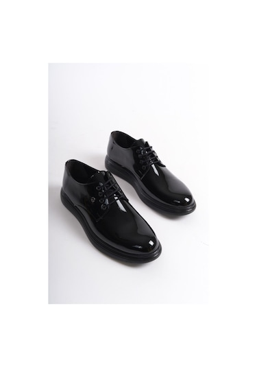 Mubiano Mbrgn88-s Siyah Erkek Rugan Bağcıklı Loafer Siyah