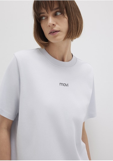 Mavi - Mavi Logo Baskılı Beyaz Tişört 1612829-89201 Beyaz