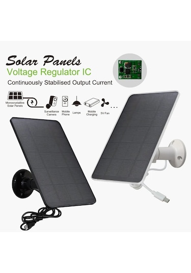 Xuweiwei Düşük Voltajlı Güvenlik Kameraları İçin 5v 3w Beyaz Çift Paket Güneş Paneli Mikro Usb Usb-c Uyumlu Kolay Kurulum 360 Dönüş