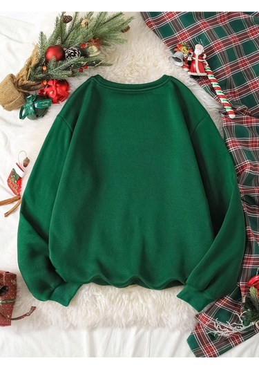 Unisex Kadın/erkek Harajuka Sokakt Yazılı Grafik Sweat Yeşil-17095 Yeşil