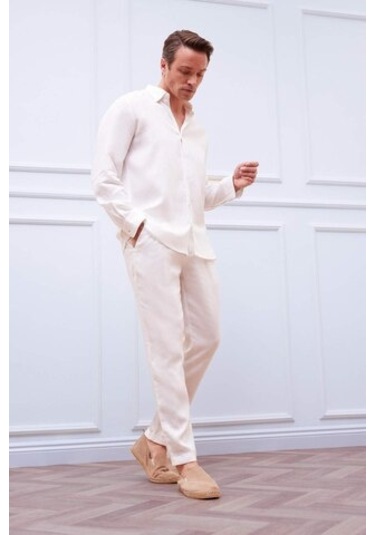 DeFacto %100 Keten Normal Kesim Crop Duble Paça Yazlık Beyaz Kumaş Pantolon C1826AX25SMWT32 DeFacto %100 Keten Normal Kesim Crop Duble Paça Yazlık Beyaz Kumaş Pantolon C1826AX25SMWT32