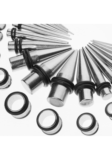 Homyl 36 Parça Kulak Göstergeleri Germe Kiti Fiş Konik 14g Gümüş