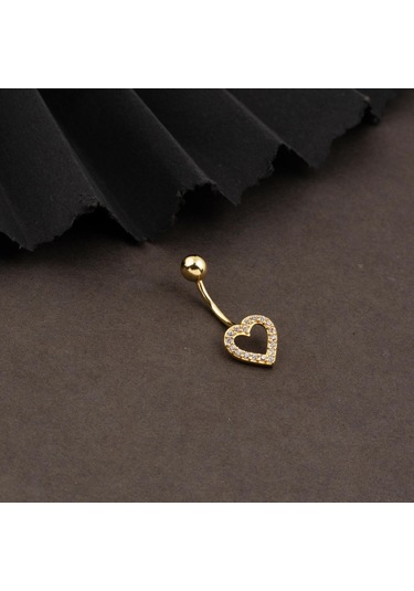 Bilezikci Kalp 14 Ayar Altın Kadın Göbek Piercing Sarı