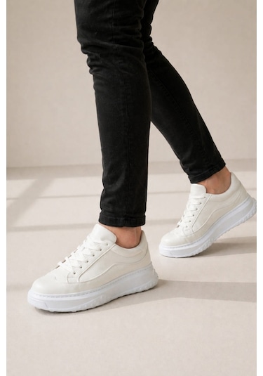 Aymood Jy507 Dara Bağcıklı Cilt Erkek Günlük Sneaker Ayakkabı Cbt Beyaz