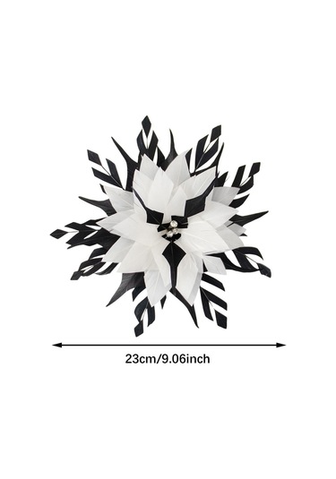 Suntek Çiçek Tüy Broş El Yapımı Saç 23cm-beyaz-ve-siyah Beyaz Ve Siyah