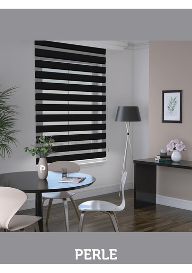 Br Perle Siyah Renk Bambu Stor Zebra Perde Yüksek Kalite Alüminyum Kasa Siyah
