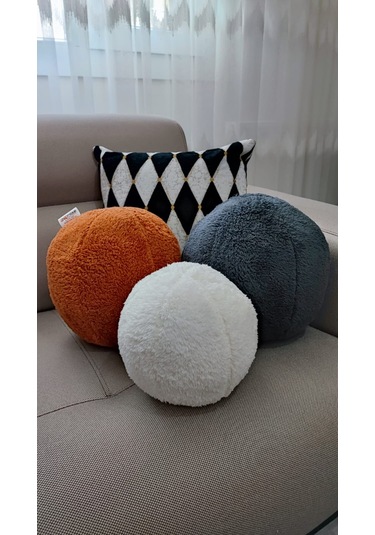 Oneplise 3'lü Top Kırlent 1 Büyük Antrasit 1 Büyük Kiremit 1 Küçük Ekru(42/25 CM)