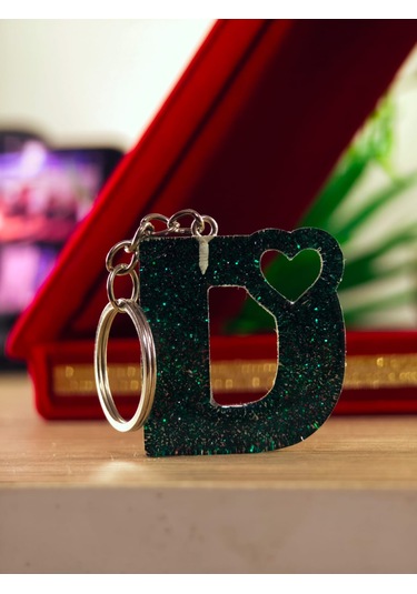 Harfli Anahtarlık Epoksi Kişiye Özel Yapım El Yapımı Harf Anahtarlık Kalp Model Özel Tasarım Hediyelik Ürün Kalp Desenli Simli Anahtarlık Beyaz - Mor