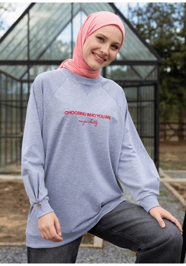 Mayovera Tesettür Eşofman Üstü- Who You Are Gri
