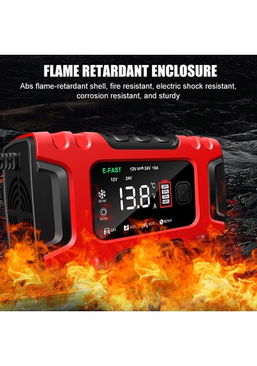 Ranyeek 7 Aşamalı Otomatik Akü Şarj Cihazı - Motosiklet & Araç Aküleri İçin, Sarı, Abd Şarjlı, Tk-600 Modeli