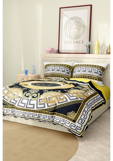 Marka Nevresim Takımı Çift Kişilik Pamuklu Saten Kumaş 6 Parça 3d Dijital Baskı Duvet Cover Set Model No:91 Renkli