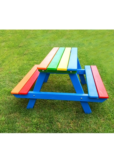 Ahşap Çocuk Piknik Masası Renkli