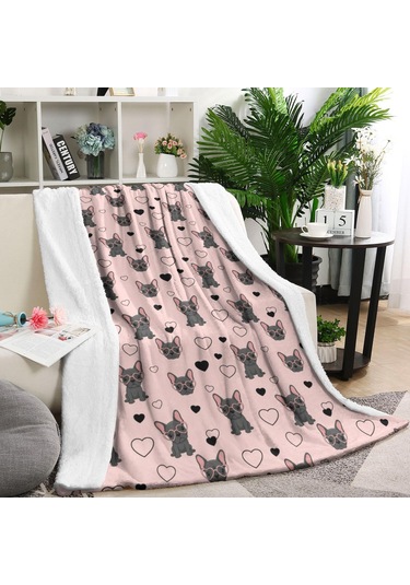 French Bulldog Desenli 40x50inch Polar Battaniye, Yumuşak Ve Kalın-a8 French Bulldog Glasses