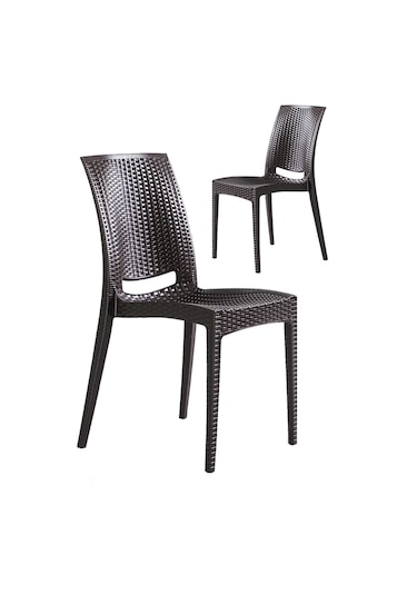 2 Adet Rattan Kahve Sandalye / Balkon-Bahçe-Teras Kahverengi