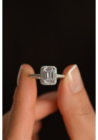 Erdobia 925 Ayar Zirkon Taşlı Rodyum Ayarlanabilir Baget Gümüş Yüzük